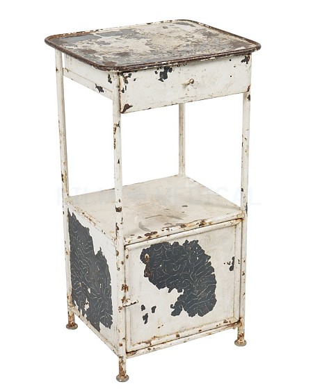 Distressed Metal Bed Side Cabinet 